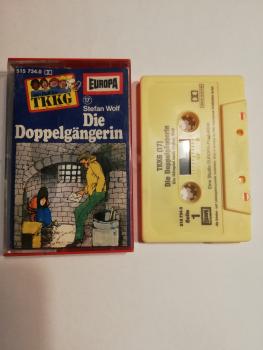 TKKG Folge 17 Die Doppelgängerin Gelb 515.734.0 Europa(Namen im Logo ausgeschrieben auf Frontcover alte Variante)